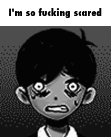 Omori’s Sunny looks terrified beneath the caption “I’m so fucking scared.”