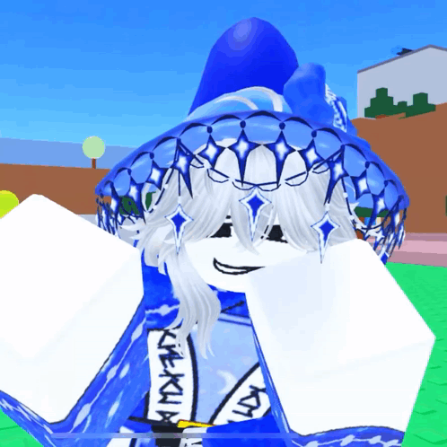 a cartoon character wearing a blue hat and a white shirt that says ' kyo ' on it