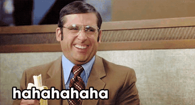Michael Scott laughs sarcastically with the caption “hahahahaha.”