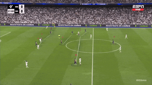 a soccer game between real madrid and fc barcelona