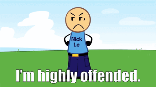 a stick figure wearing a shirt that says nick le stands in a field