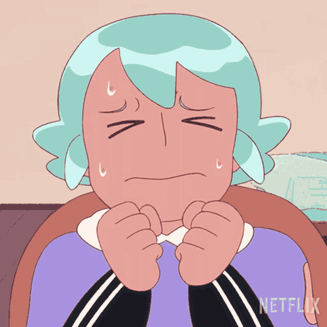 a cartoon character from netflix is crying with her mouth open