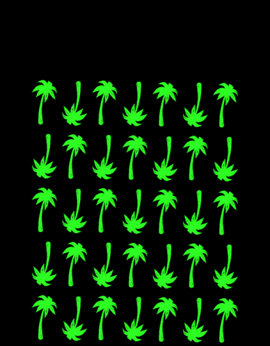 a neon sign that says good morning with palm trees in the background