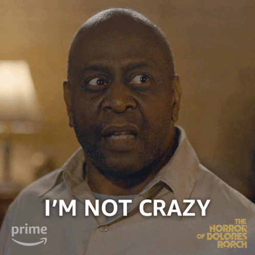 a man says " i 'm not crazy " in front of a prime logo