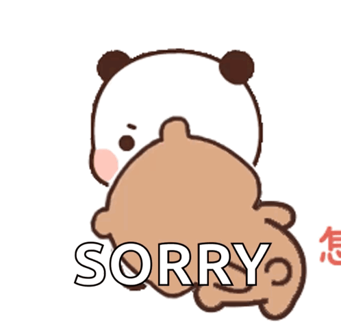 Two bear-like cartoon characters hug beneath large “SORRY” text.