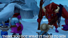 a video game scene with the words " think you got what it takes to win " at the bottom
