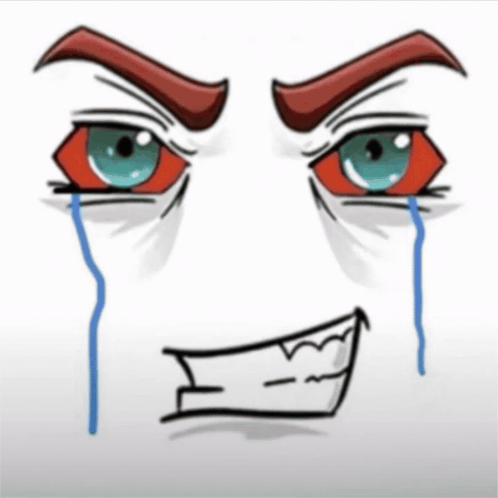 a cartoon drawing of a person 's face with tears coming out of their eyes