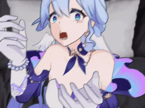 a drawing of a girl with white hair and blue eyes
