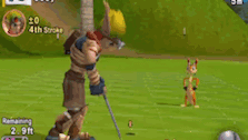 a video game character named birdie is playing golf