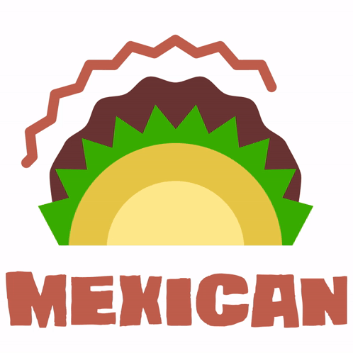 an illustration of a taco with the word mexican underneath it