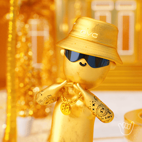 a cartoon character wearing a hat that says gvc