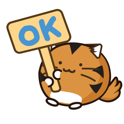 A cartoon cat holds a blue “OK” sign overhead.
