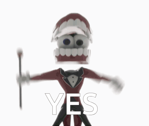 a cartoon character is giving a thumbs up with the word yes written on it