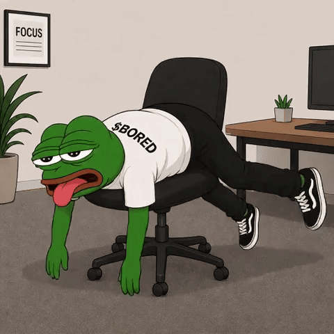 a frog wearing a shirt that says $ bored is laying on a chair