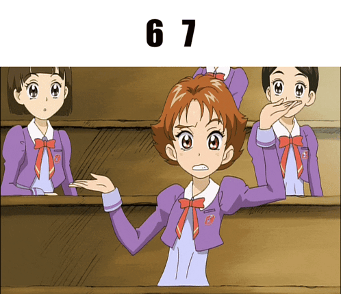 the number 67 is on the bottom of a picture