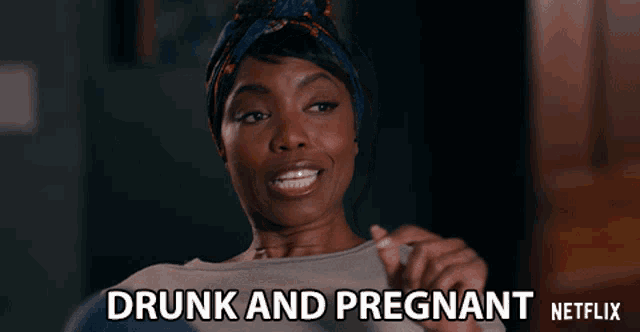 a woman with a head scarf on says drunk and pregnant netflix