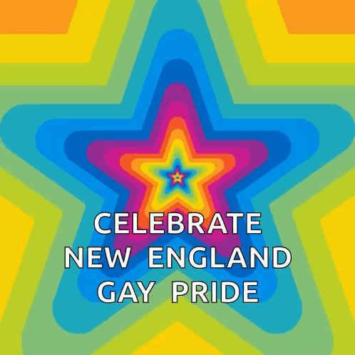 a colorful star with the words celebrate new england gay pride
