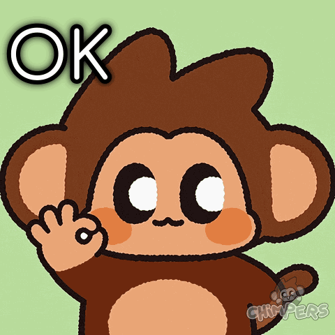 a cartoon monkey giving an ok sign with the word ok above it
