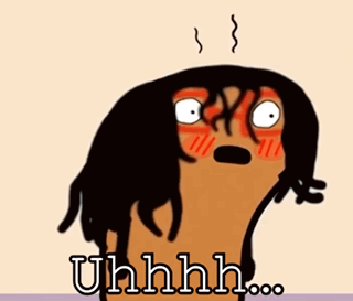 a cartoon of a person with dreadlocks and the words uhhhh on the bottom