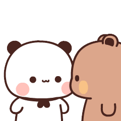Bubu and Dudu cuddle cheek-to-cheek in a cute cartoon scene.