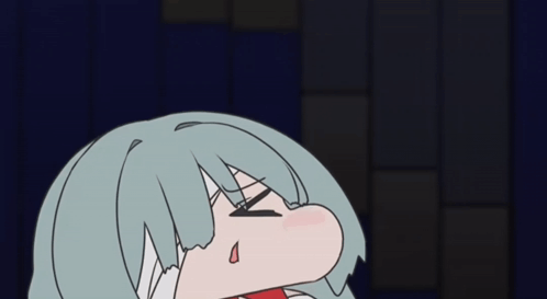 a cartoon of a girl with gray hair and a red shirt
