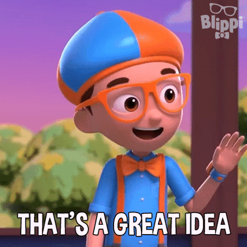 a cartoon character says that 's a great idea while waving