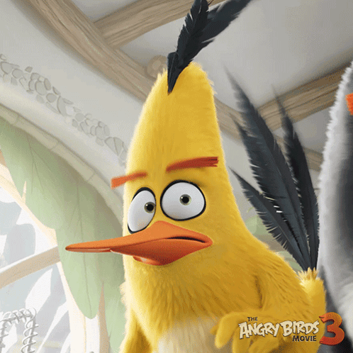 an angry birds movie poster with a yellow cartoon character