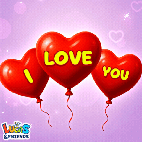 Three red heart balloons spell “I LOVE YOU.”