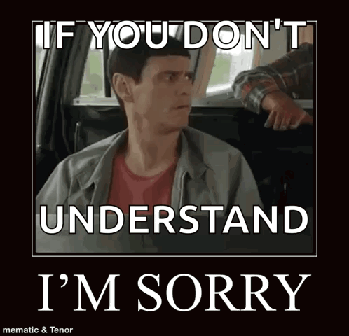 a poster of a man sitting in a car with the caption if you don 't understand i 'm sorry .