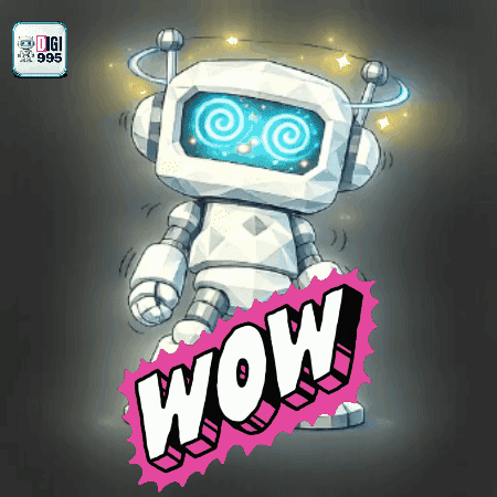 a cartoon drawing of a robot with the word wow written on it