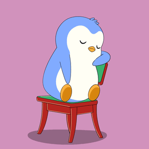 a penguin with a laptop on its head and the words back to work written below it