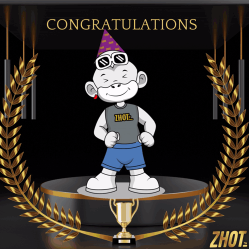 a picture of a cartoon character with the words congratulations on the top