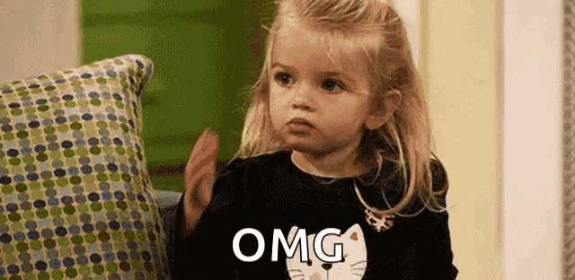 A small blonde child makes an alarmed face beneath “OMG.”