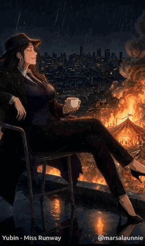 a woman sitting in a chair holding a cup of coffee with the words i love it when clowns writ