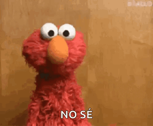 elmo from sesame street is making a funny face and saying no se in spanish .