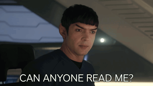 a man with a serious look on his face is asking can anyone read me