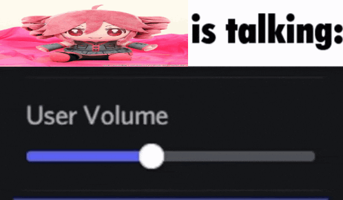 a picture of a stuffed doll next to a speech bubble that says " user v is talking "