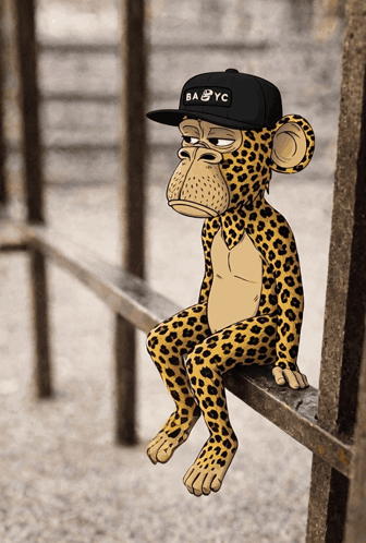 a cartoon of a leopard wearing a black ba syc hat