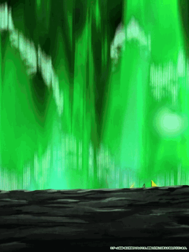 a painting of a green aurora borealis with the words " aurora borealis " on the bottom