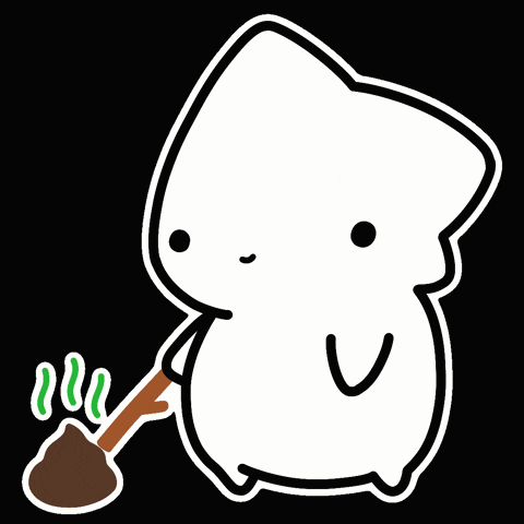a cartoon drawing of a squid holding a shovel with sss coming out of it