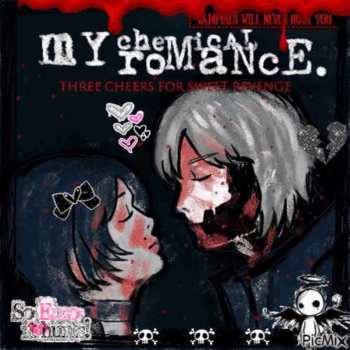 a poster for my romance shows a vampire and a girl