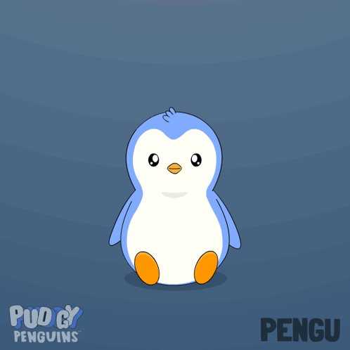 a penguin with a white leaf on its head is from pudding penguins