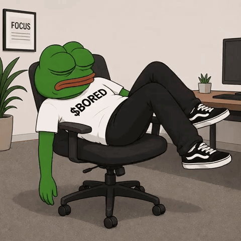 Pepe the Frog slumps asleep in an office chair.