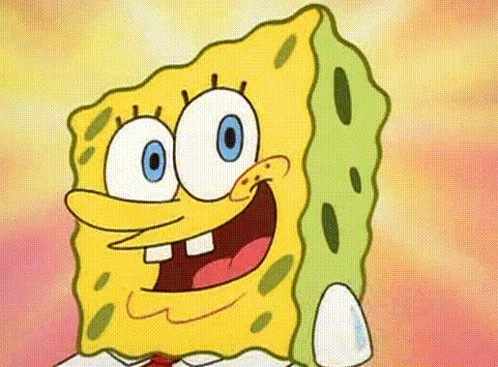 SpongeBob winks brightly against a glowing yellow background.