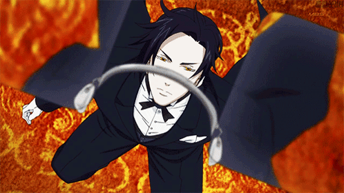 a cartoon of a man in a suit holding a sword