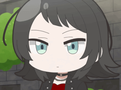 a girl with black hair and blue eyes is wearing a choker