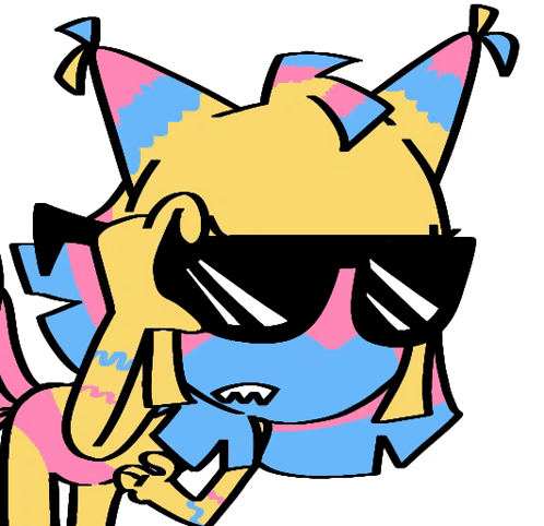 a cartoon drawing of a cat wearing sunglasses and a party hat .