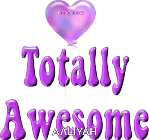 A purple heart balloon floats above the words “Totally Awesome.”