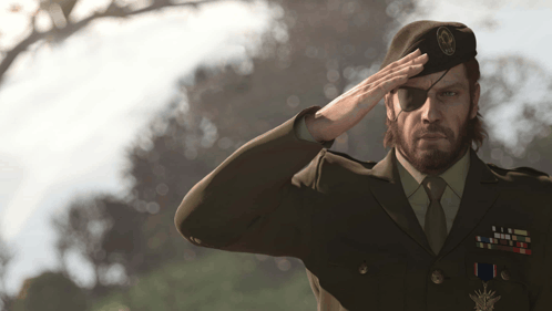 a man in a military uniform salutes while wearing a black beret