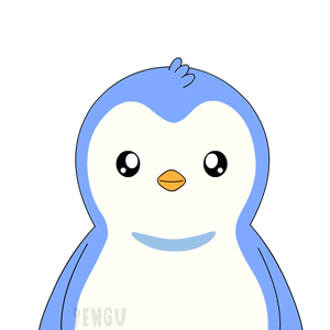 a cartoon of a penguin with a purple eye